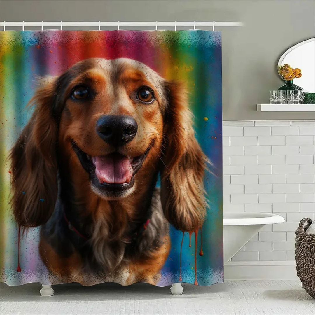 Rainbow Dog Shower Curtain 