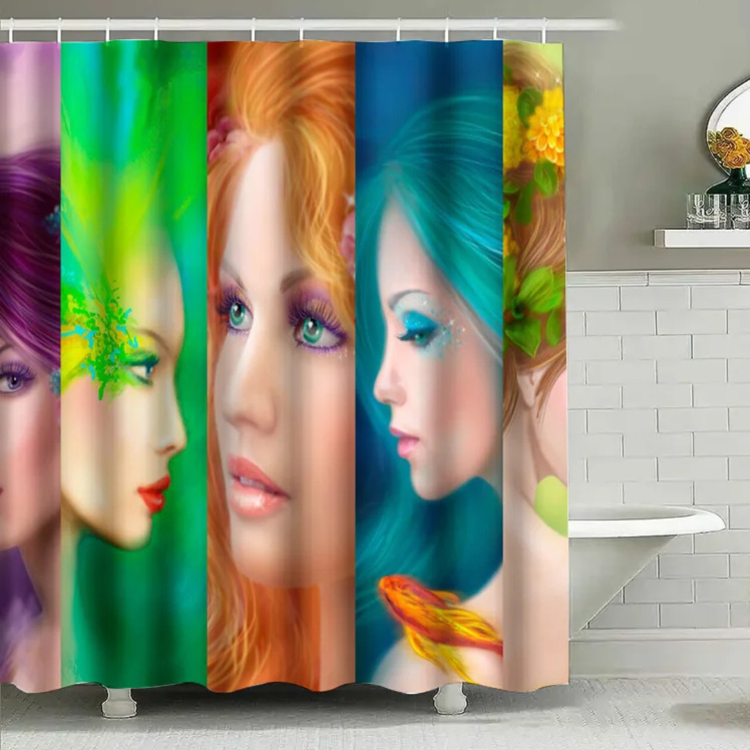 Rainbow Hair Girl Shower Curtain