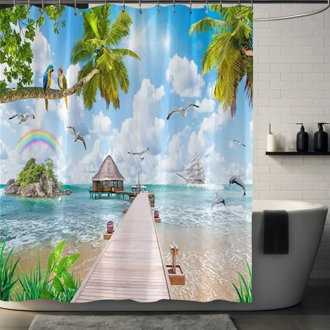 Rainbow Palm Tree Shower Curtain