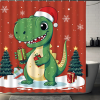 Thumbnail for Red Dinosaur Snowflake Shower Curtain