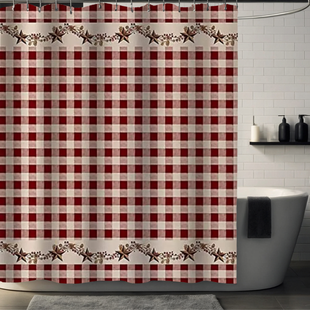 Red Farmhouse Shower Curtain