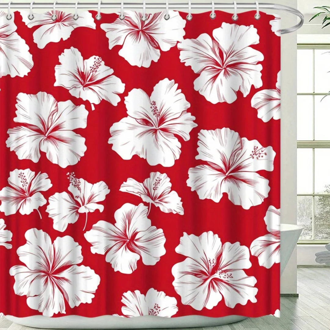Red Hibiscus Shower Curtain