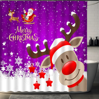 Thumbnail for PURPLE Reindeer and Snowflakes Shower Curtain