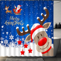 Thumbnail for BLUE Reindeer and Snowflakes Shower Curtain