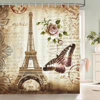 Thumbnail for Retro Paris Eiffel Tower Shower Curtain 
