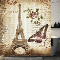 Thumbnail for Retro Paris Eiffel Tower Shower Curtain