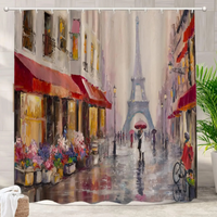 Thumbnail for Romantic Rain Eiffel Tower Shower Curtain 