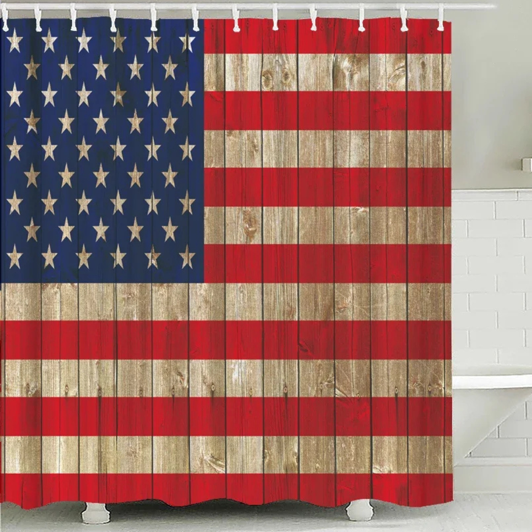 Rowan Vintage American Flag Shower Curtain