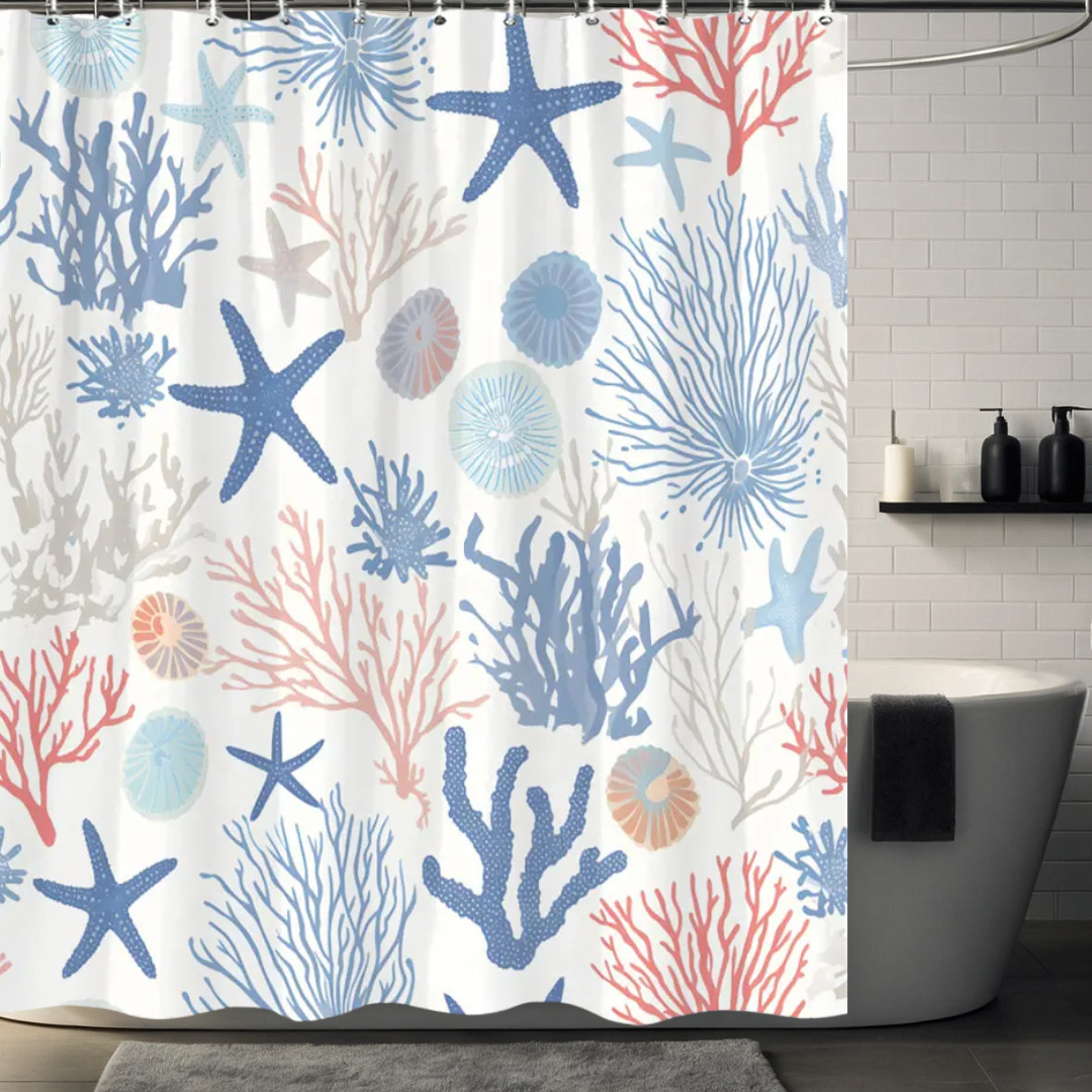 Royal Blue Starfish Shower Curtain