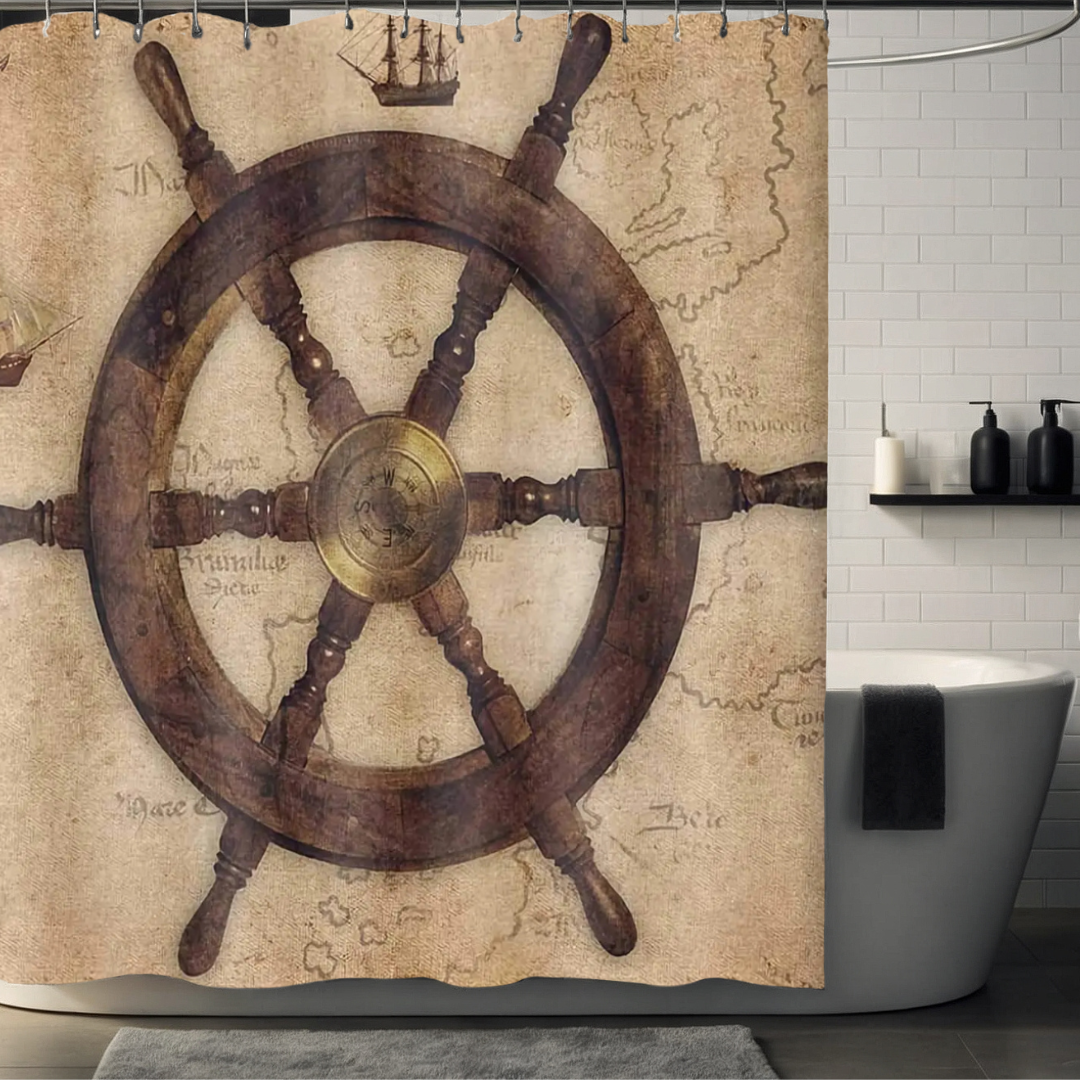 Rustic Helm Map Shower Curtain