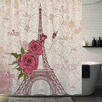 Thumbnail for Rustic Rose Eiffel Tower Shower Curtain