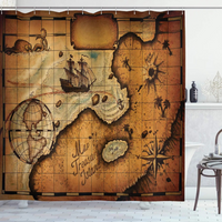 Thumbnail for Rustic Treasure Island Map Shower Curtain 