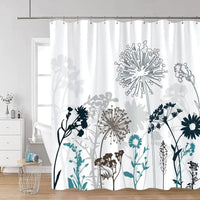 Thumbnail for floral blue black and white shower curtain