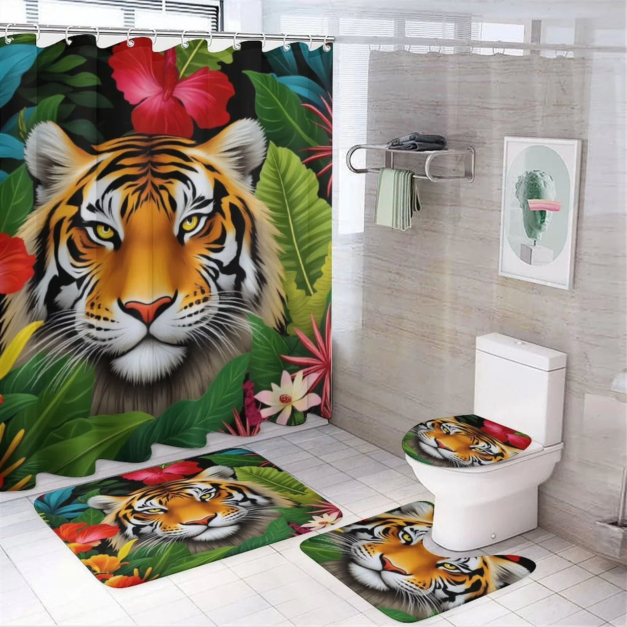 Tiger Shower Curtain Set