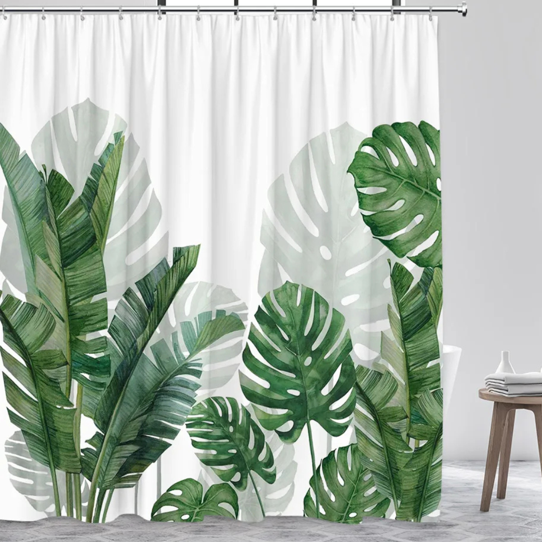 Sage Breeze Monstera Shower Curtain