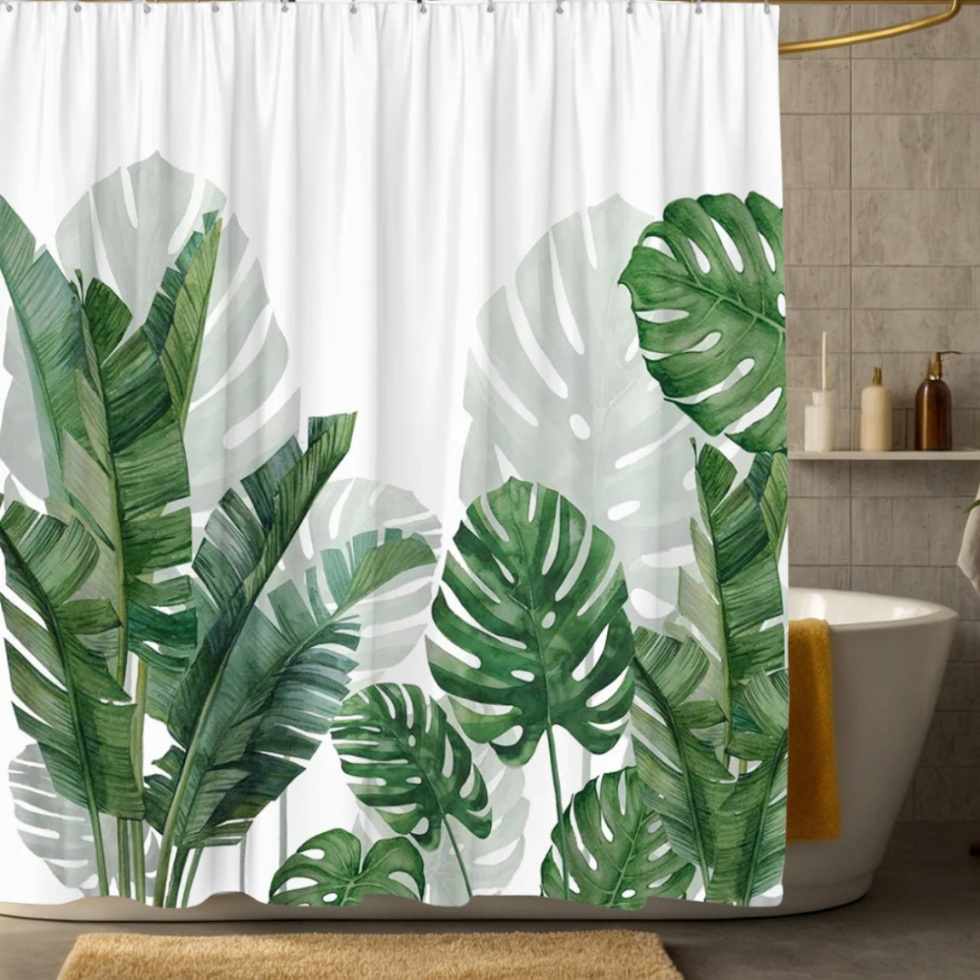 Sage Breeze Monstera Shower Curtain