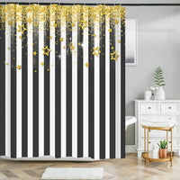 Thumbnail for black and white gold shower curtain