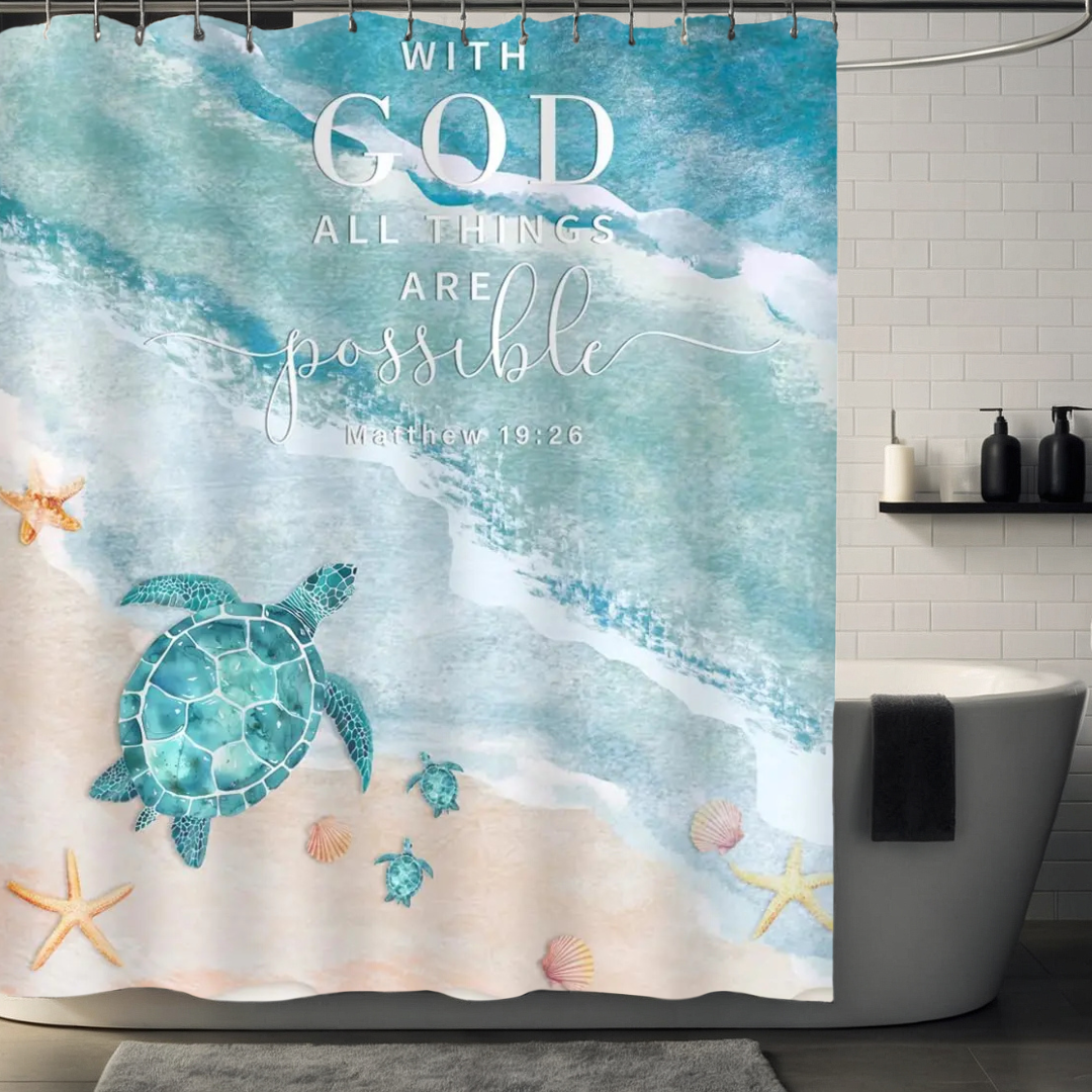 Sea Turtle Starfish Shower Curtain