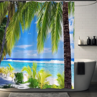 Thumbnail for Serene Tropical Paradise Palm Tree Shower Curtain