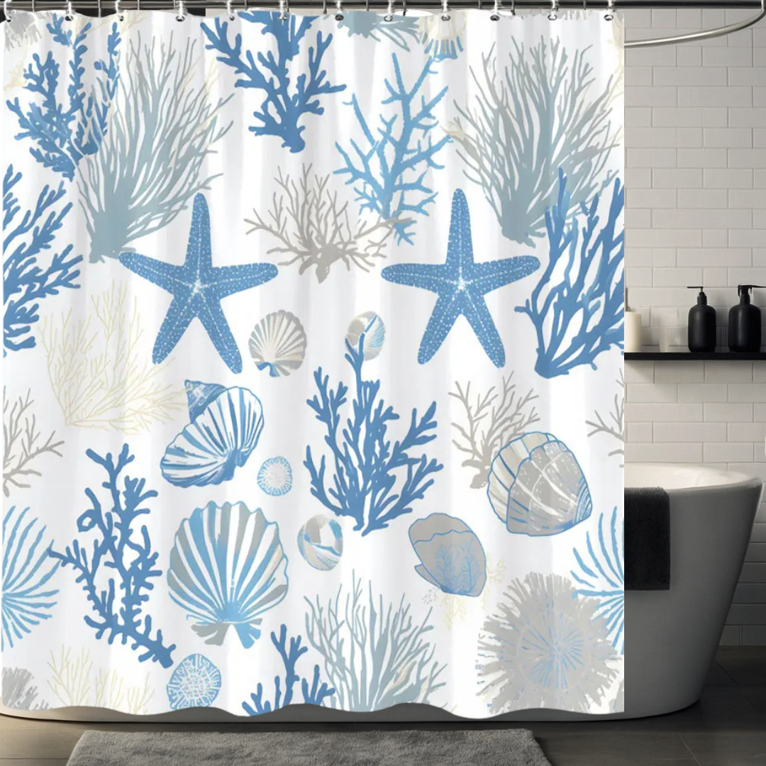 Sky Blue Starfish Shower Curtain