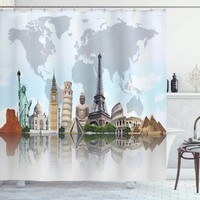Thumbnail for Skyline Wonders World Map Shower Curtain 