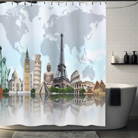 Thumbnail for Skyline Wonders World Map Shower Curtain