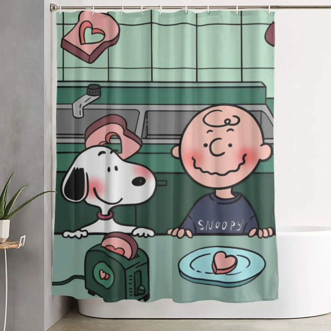 Snoopy Heart Toast Shower Curtain 
