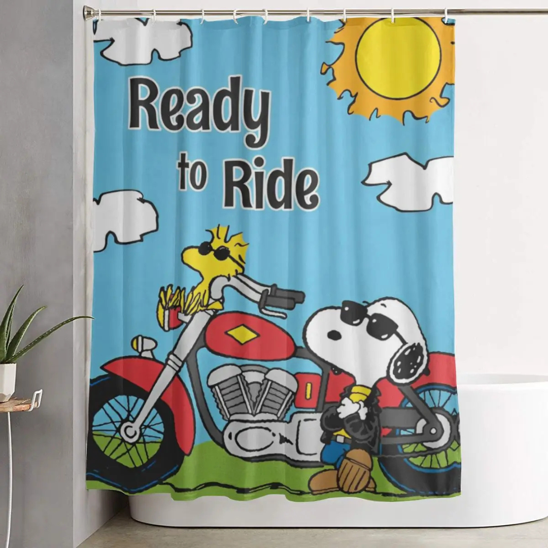 Snoopy Motorcycle Shower Curtain 