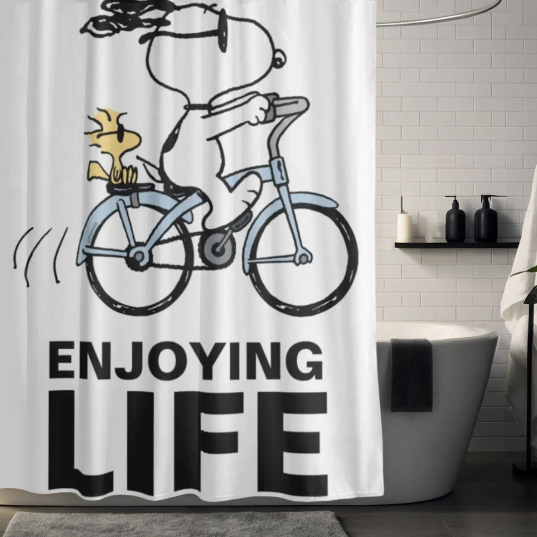 Snoopy Bicycle Shower Curtain