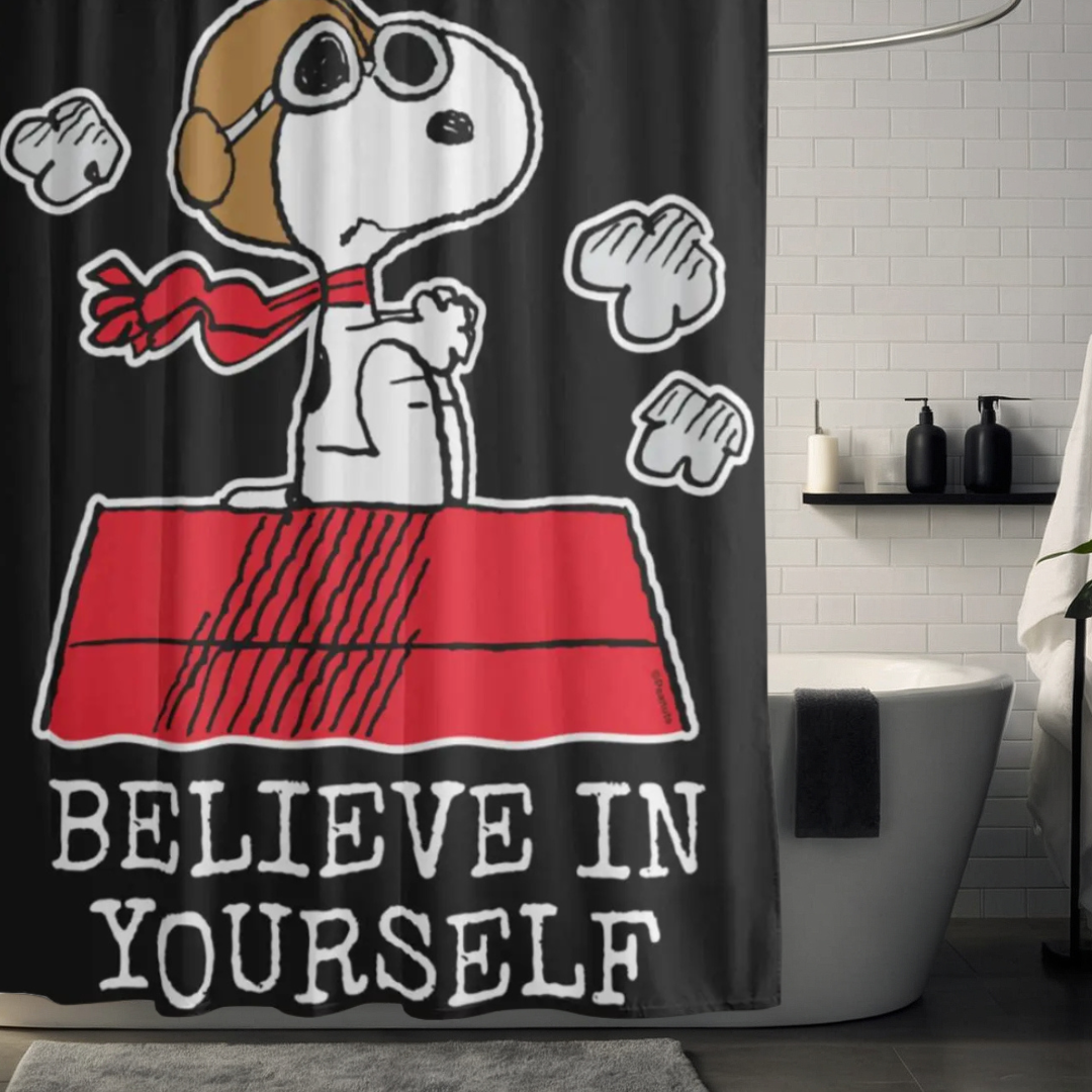 Snoopy Red Scarf Shower Curtain