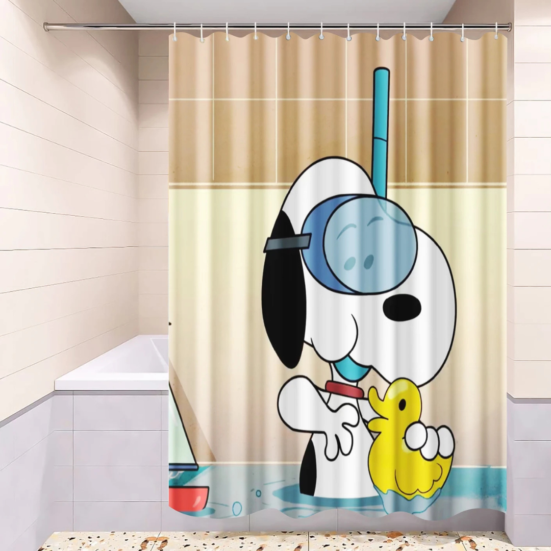 Snoopy and Rubber Duck Shower Curtain