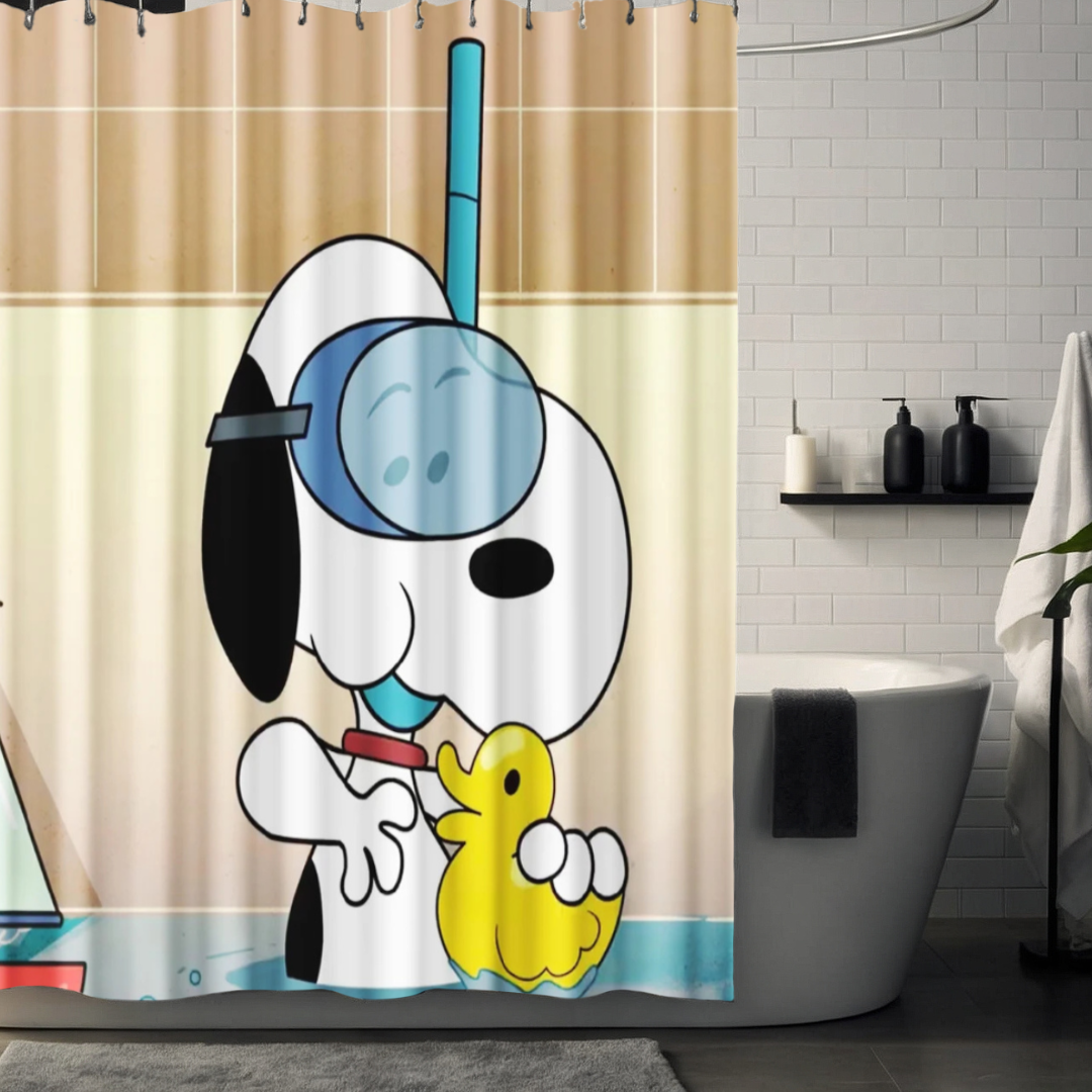 Snoopy and Rubber Duck Shower Curtain