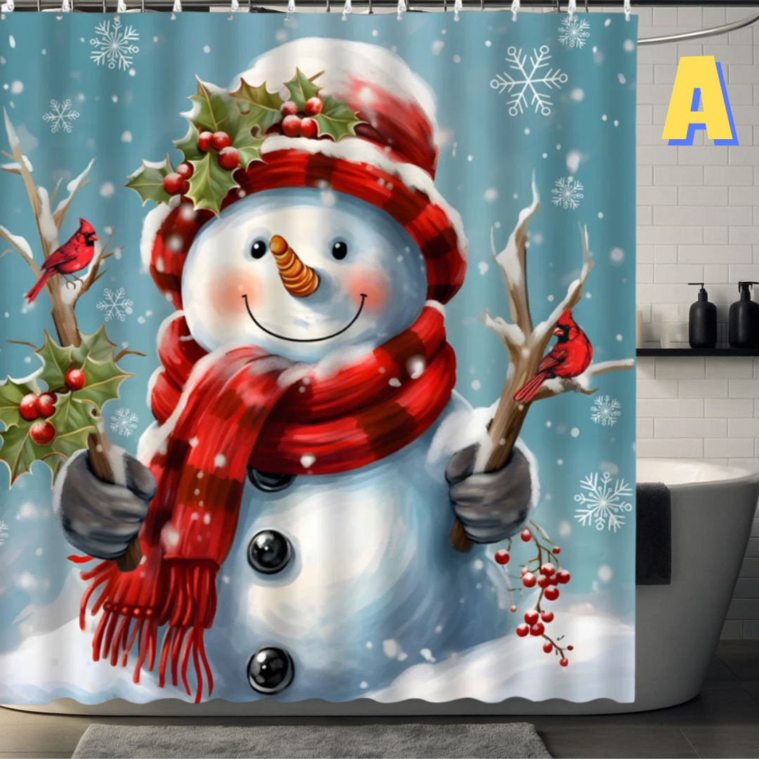 Snowman Christmas Shower Curtain