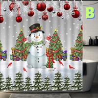 Thumbnail for snowman christmas shower curtain WITH TREES