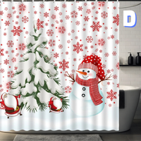 Thumbnail for snowman christmas shower curtain with snowflakes