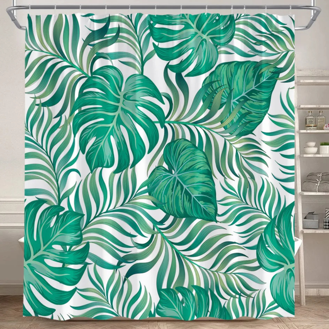 Spring Green Monstera Shower Curtain