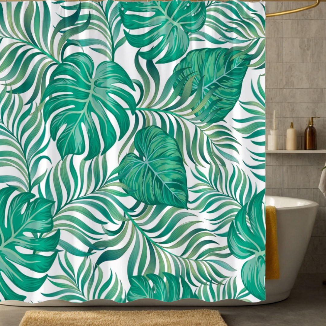 Spring Green Monstera Shower Curtain