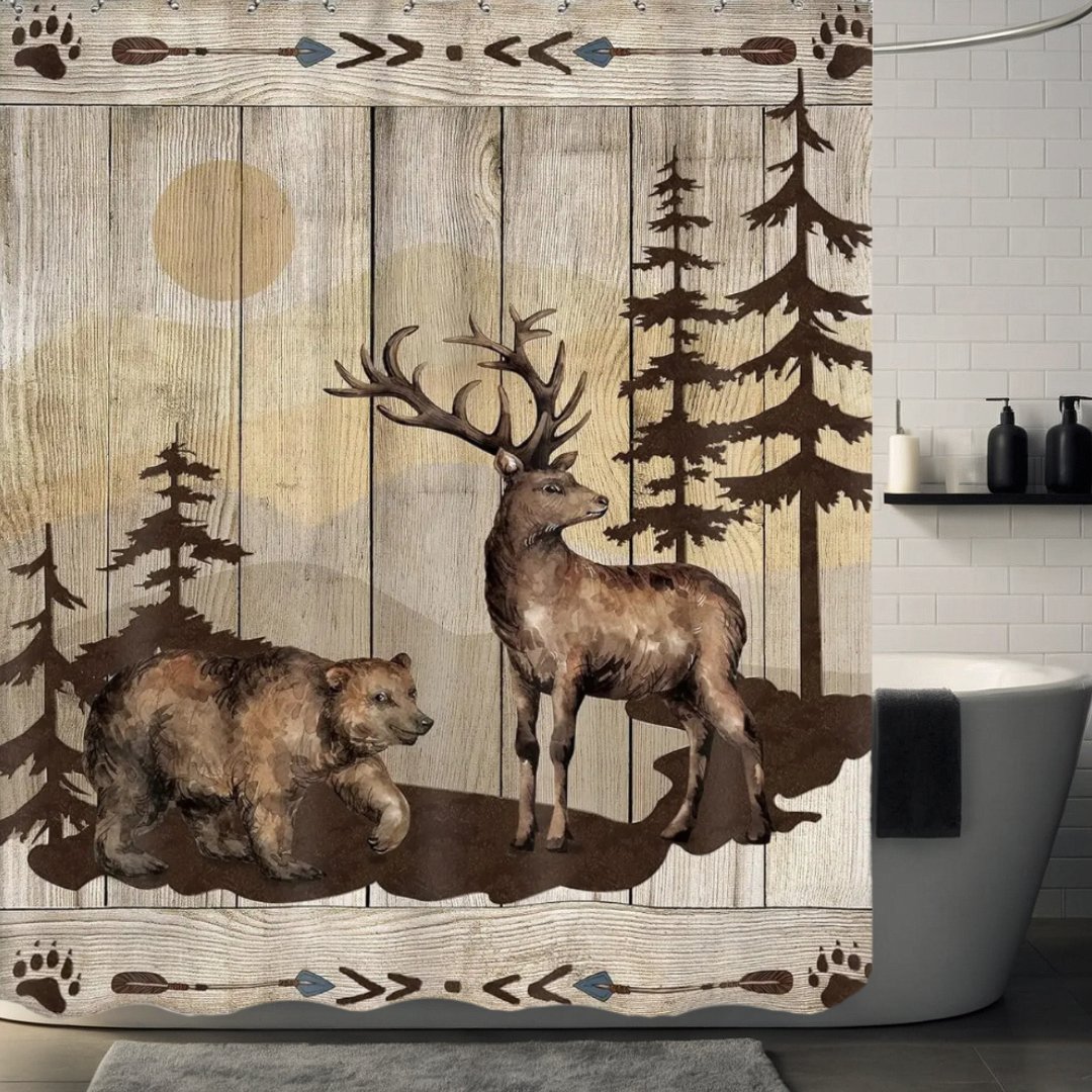 Starry Night Bear Shower Curtain