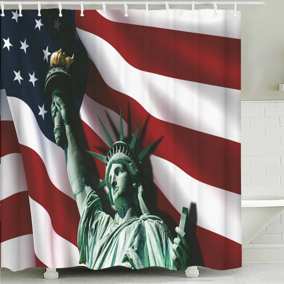 Statue of Liberty American Flag Shower Curtain