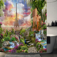 Thumbnail for Sunset Over Paris Eiffel Tower Shower Curtain