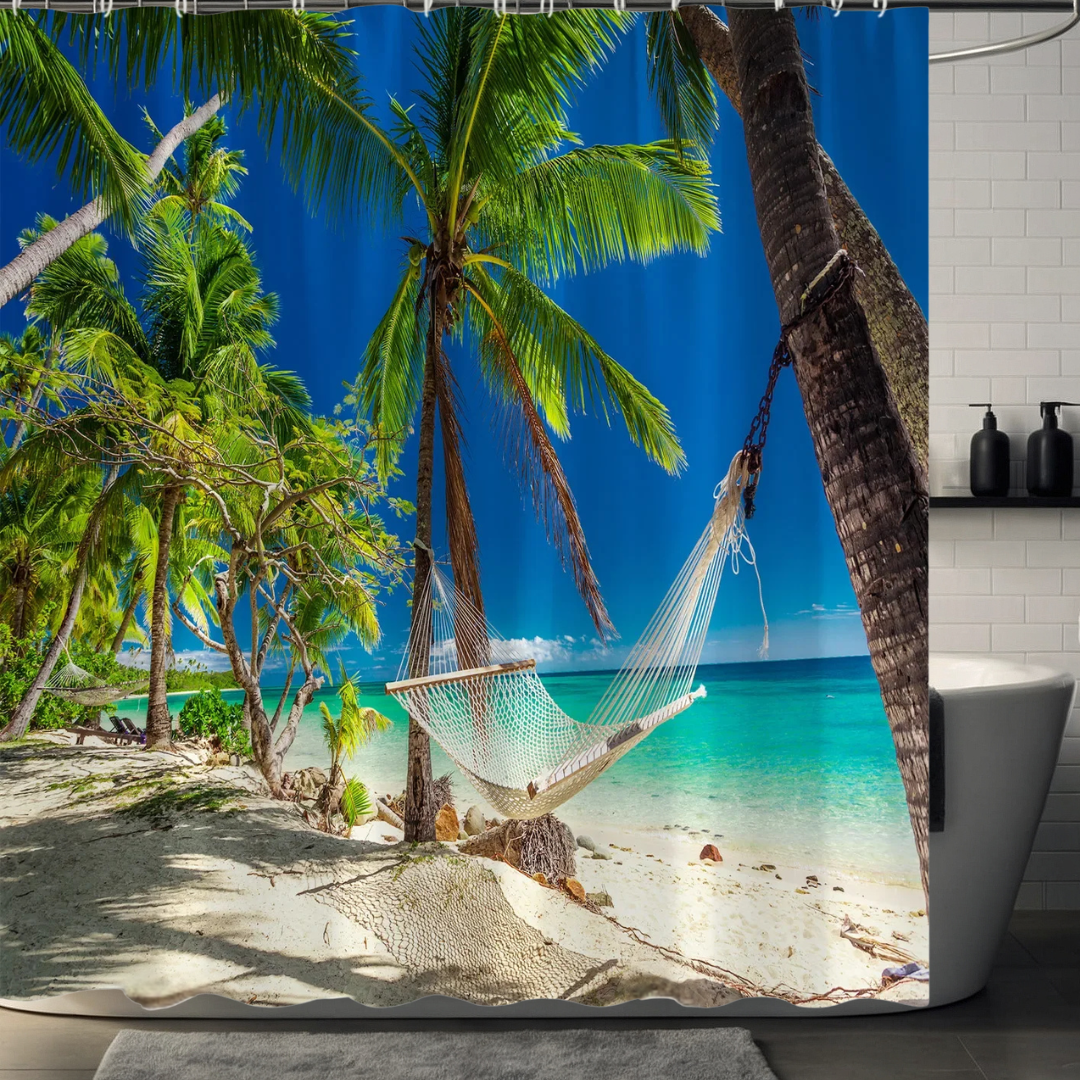 Tan Palm Tree Shower Curtain