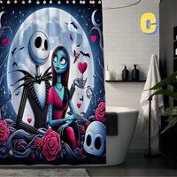 Thumbnail for the nightmare before christmas shower curtain with sally and red roses