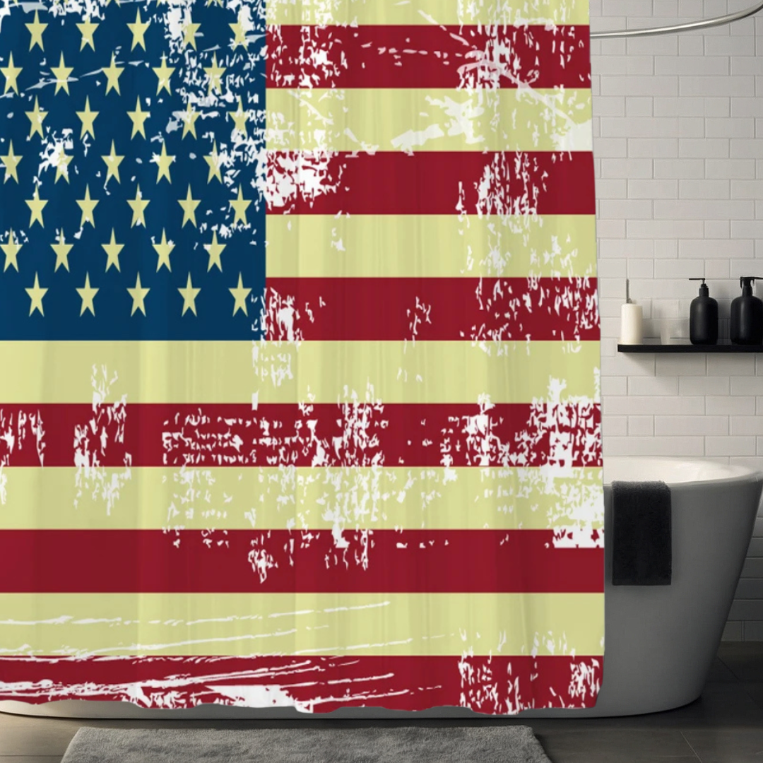Theo Frontier Pride American Flag Shower Curtain