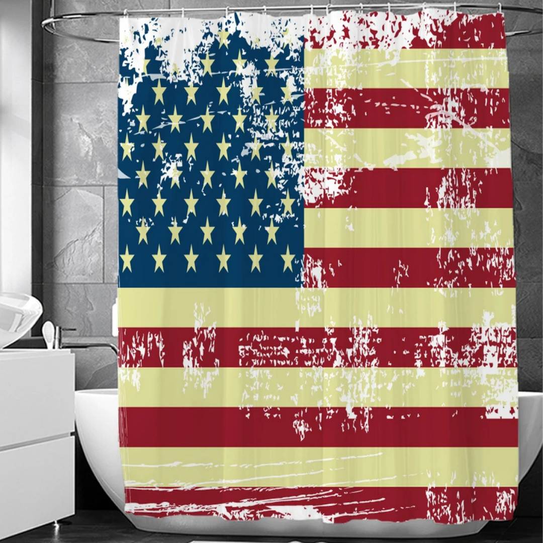 Theo Frontier Pride American Flag Shower Curtain