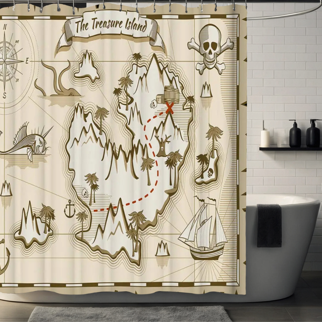 Treasure Island Adventure Map Shower Curtain