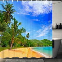 Thumbnail for Tropical Beach Palm Tree Shower Curtain