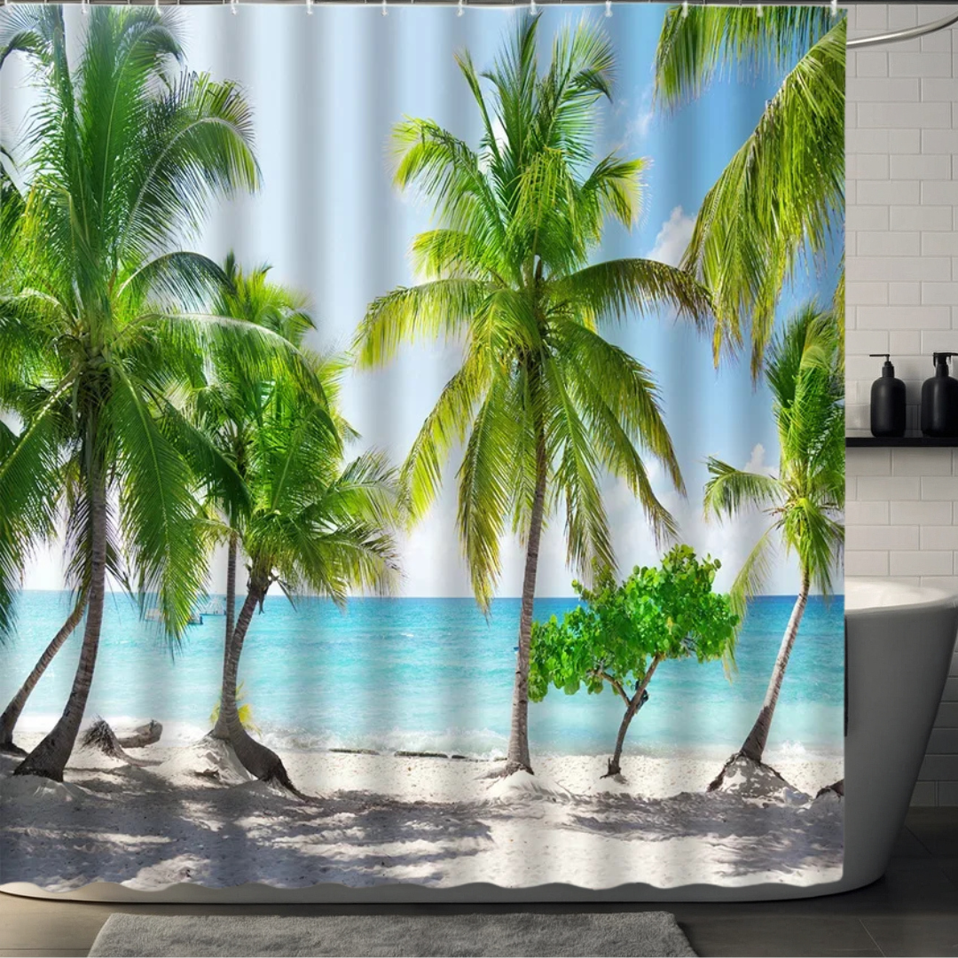 Tropical Bliss Palm Tree Shower Curtain