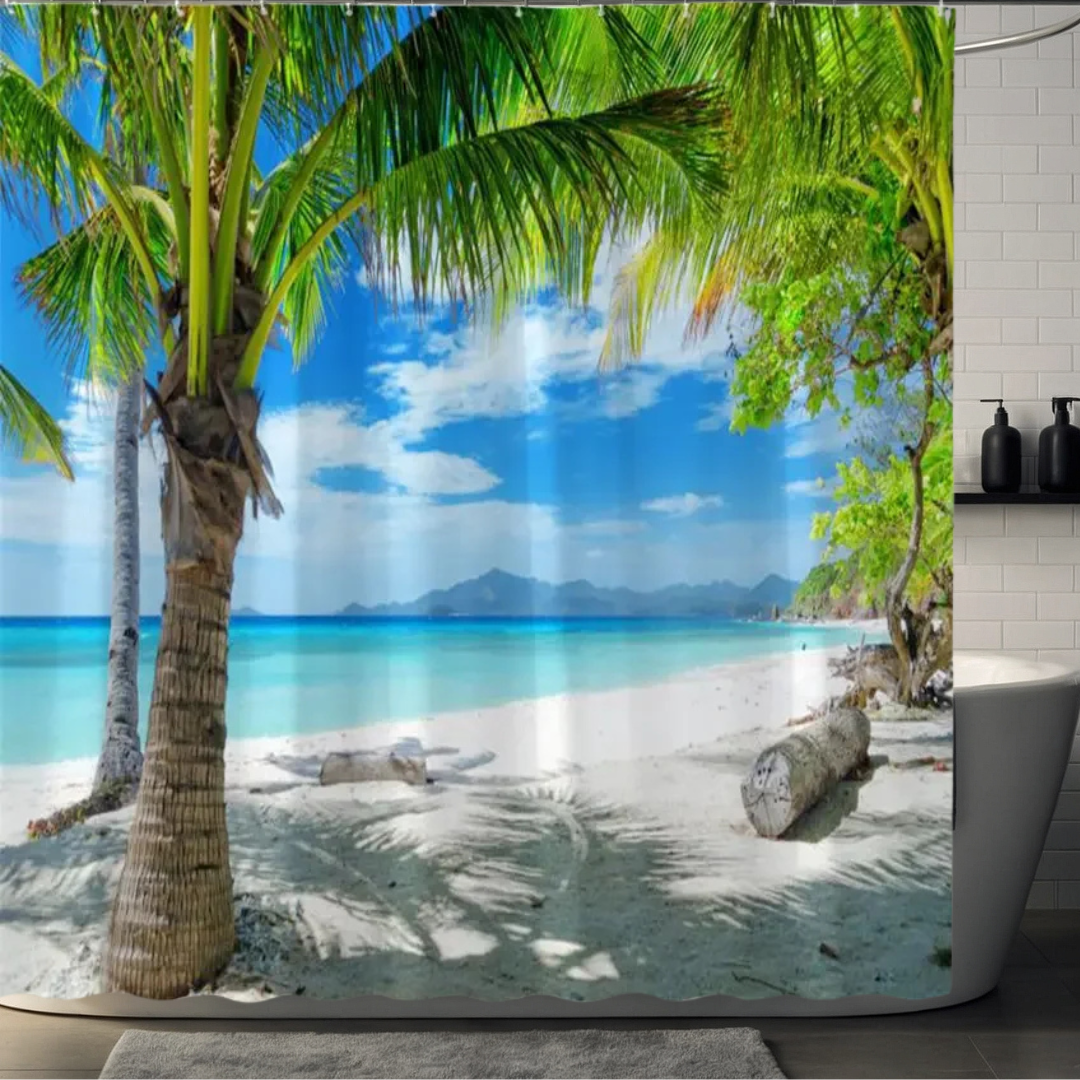 Tropical Escape Palm Tree Shower Curtain