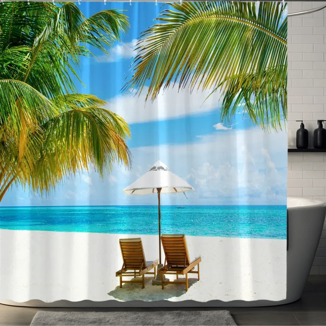 Tropical Escape Palm Tree Shower Curtain