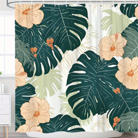 Thumbnail for Tropical Hibiscus Monstera Shower Curtain